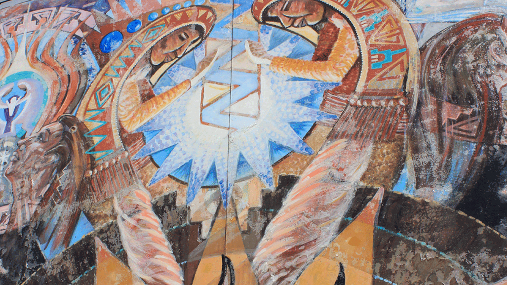mural of kokopelli light worshipers